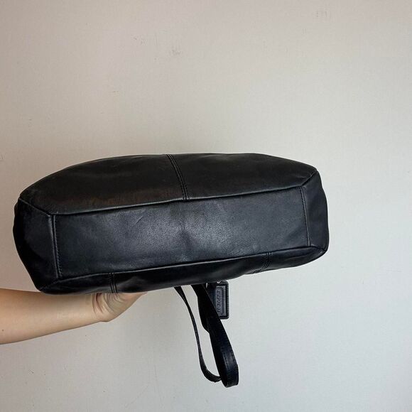 Coach Vintage y2k black leather tote bag with silver hardware - Picture 4 of 7